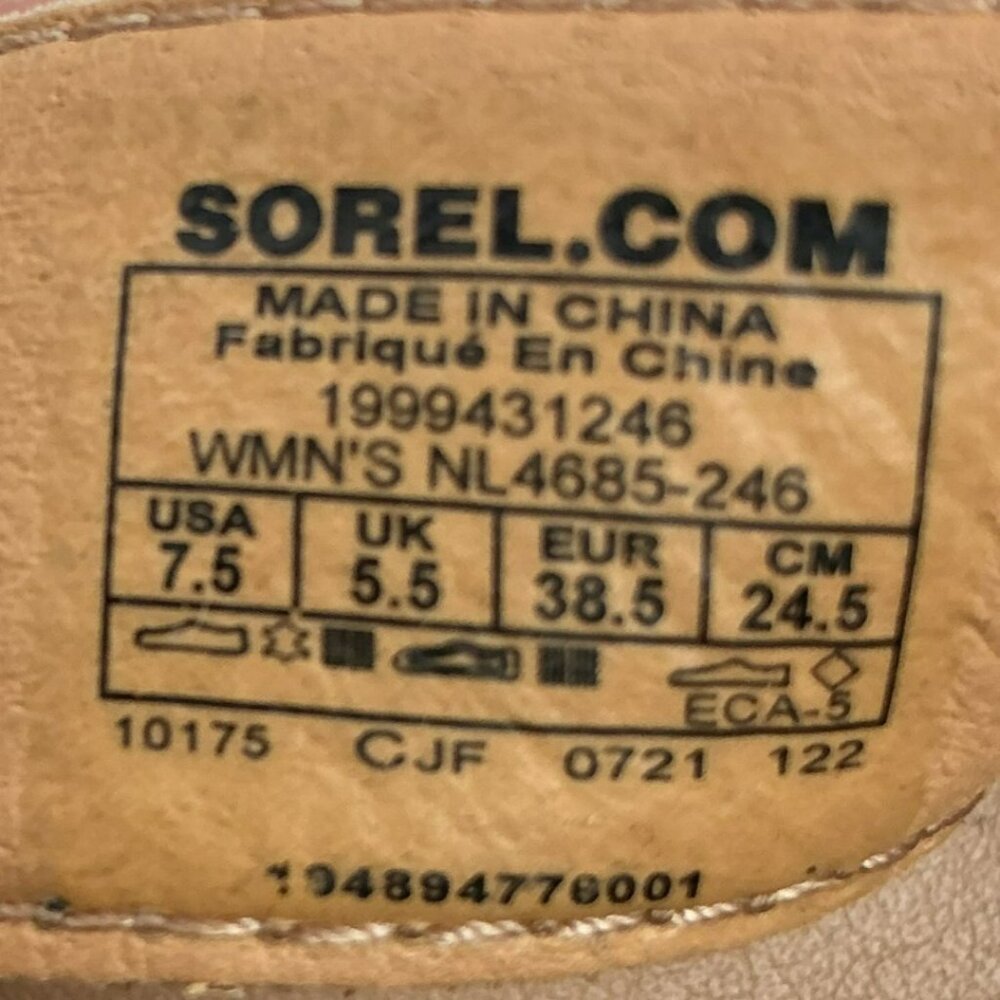 Sorel Joanie lll Slingback Wedge Leather Platform Sandals Womens 7.5 Beige - Picture 11 of 13